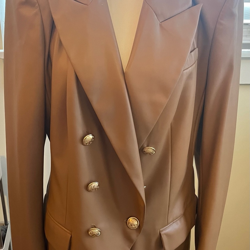 Faux Leather Blazer